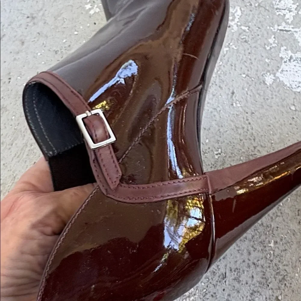 Theory patent leather booties
